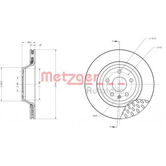 Jeu de 2 disques de frein arrière METZGER 6110512