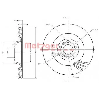 Jeu de 2 disques de frein avant METZGER 6110515