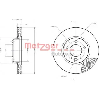 Disque de frein avant gauche METZGER 6110518