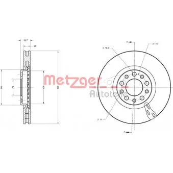 Jeu de 2 disques de frein avant METZGER 6110519