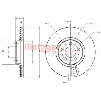 Jeu de 2 disques de frein avant METZGER 6110521
