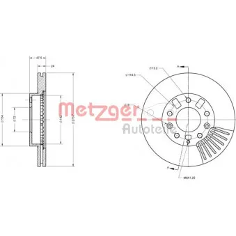 Jeu de 2 disques de frein avant METZGER 6110523