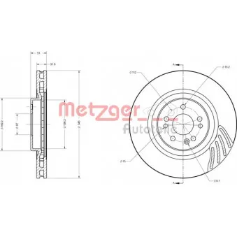 Jeu de 2 disques de frein avant METZGER 6110530