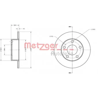 Jeu de 2 disques de frein arrière METZGER 6110532