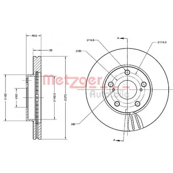Jeu de 2 disques de frein avant METZGER 6110537
