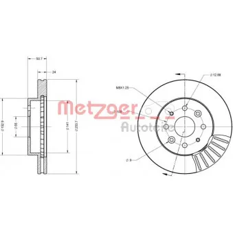 Jeu de 2 disques de frein avant METZGER 6110538