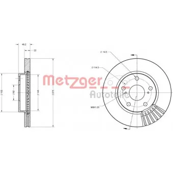 Jeu de 2 disques de frein avant METZGER 6110539
