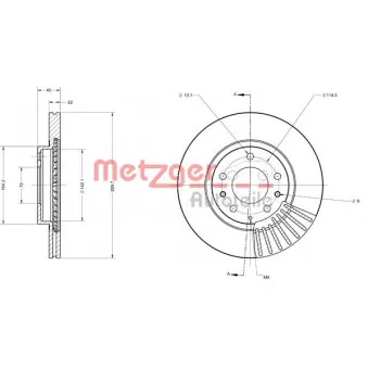 Jeu de 2 disques de frein arrière METZGER 6110541