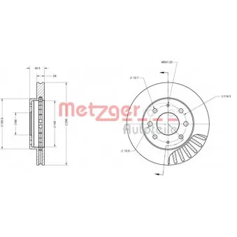 Jeu de 2 disques de frein avant METZGER 6110546