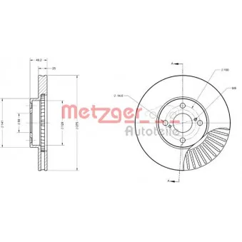 Jeu de 2 disques de frein avant METZGER 6110548