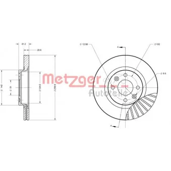 Jeu de 2 disques de frein avant METZGER 6110551