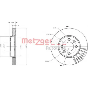 Jeu de 2 disques de frein avant METZGER 6110552