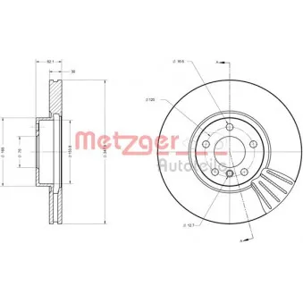 Jeu de 2 disques de frein avant METZGER 6110555