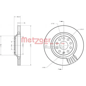 Jeu de 2 disques de frein arrière METZGER 6110556