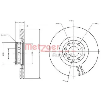 Jeu de 2 disques de frein avant METZGER 6110557