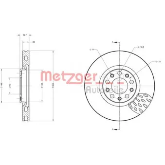 Jeu de 2 disques de frein avant METZGER 6110558