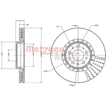 Jeu de 2 disques de frein avant METZGER 6110559