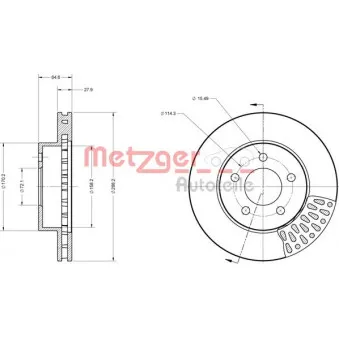 Jeu de 2 disques de frein avant METZGER 6110560