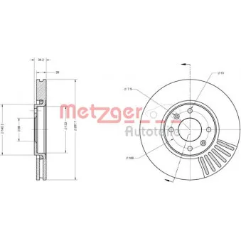 Jeu de 2 disques de frein avant METZGER 6110562