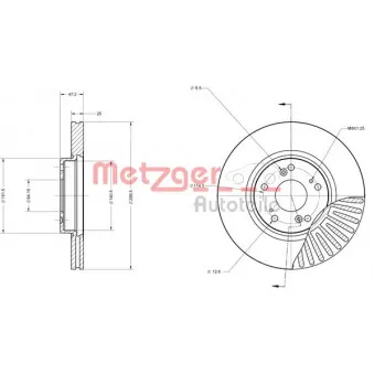 Jeu de 2 disques de frein avant METZGER 6110572