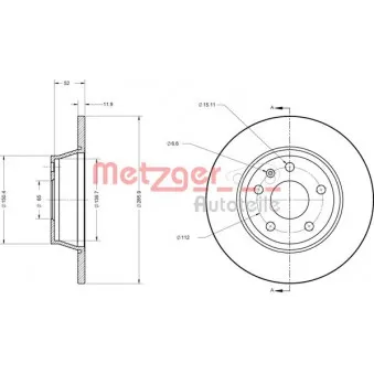 Jeu de 2 disques de frein arrière METZGER 6110574