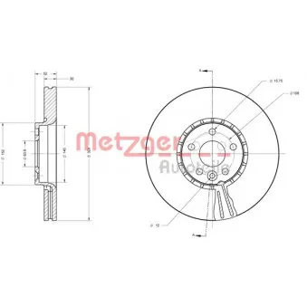 Jeu de 2 disques de frein avant METZGER 6110575