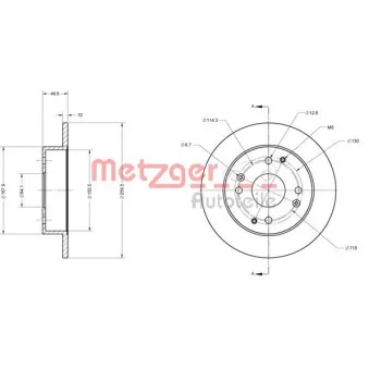 Jeu de 2 disques de frein arrière METZGER 6110579