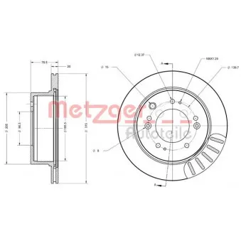 Jeu de 2 disques de frein arrière METZGER 6110582