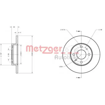 Jeu de 2 disques de frein arrière METZGER 6110585