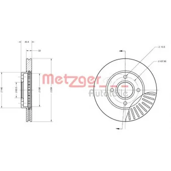 Jeu de 2 disques de frein avant METZGER 6110586