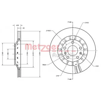 Jeu de 2 disques de frein arrière METZGER 6110588