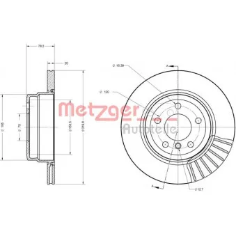 Jeu de 2 disques de frein arrière METZGER 6110589