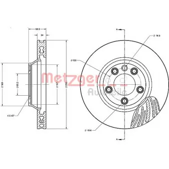 Disque de frein avant gauche METZGER 6110593