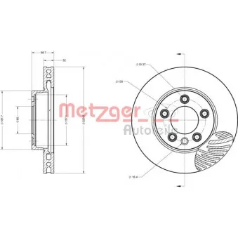 Disque de frein avant droit METZGER 6110594