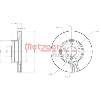 Jeu de 2 disques de frein avant METZGER 6110597