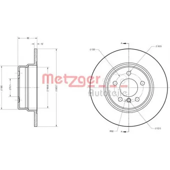 Jeu de 2 disques de frein arrière METZGER 6110606