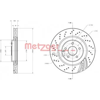 Jeu de 2 disques de frein avant METZGER 6110614