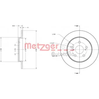 Jeu de 2 disques de frein arrière METZGER 6110617