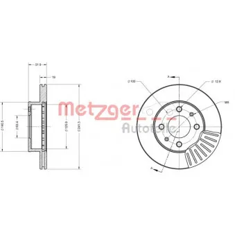 Jeu de 2 disques de frein avant METZGER 6110618