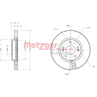 Jeu de 2 disques de frein avant METZGER 6110620