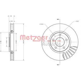 Jeu de 2 disques de frein avant METZGER 6110622