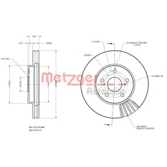 Jeu de 2 disques de frein avant METZGER 6110623