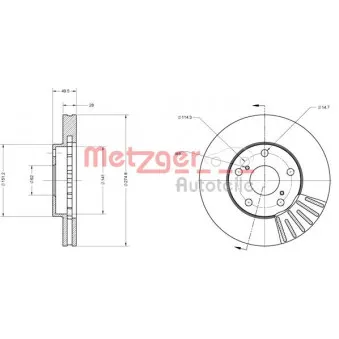 Jeu de 2 disques de frein avant METZGER 6110624