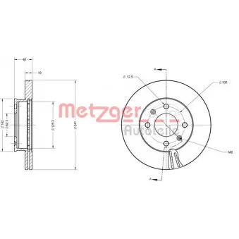 Jeu de 2 disques de frein avant METZGER 6110626