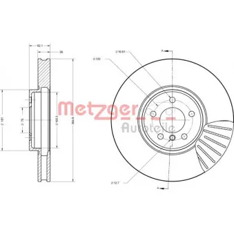 Jeu de 2 disques de frein avant METZGER 6110633