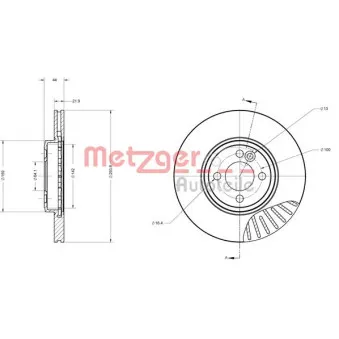 Jeu de 2 disques de frein avant METZGER 6110634