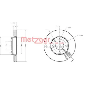 Jeu de 2 disques de frein avant METZGER 6110636