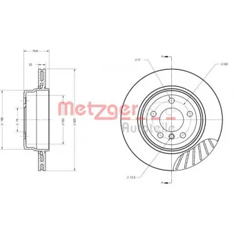 Jeu de 2 disques de frein arrière METZGER 6110639