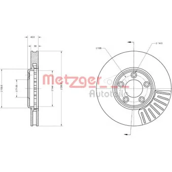 Jeu de 2 disques de frein avant METZGER 6110642