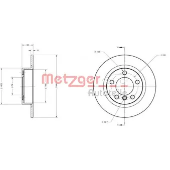 Jeu de 2 disques de frein arrière METZGER 6110645